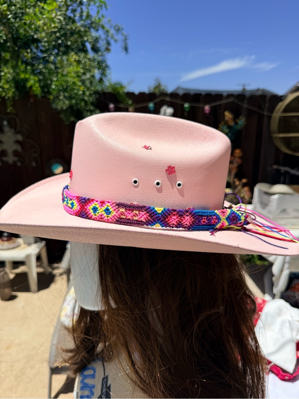 The EASTnWEST "REAL Pink "Western Cowboy Hat & Handmade Multicolor braded Band